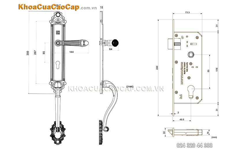 Kh&oacute;a cửa đại sảnh bằng đồng HCR8526DS-7