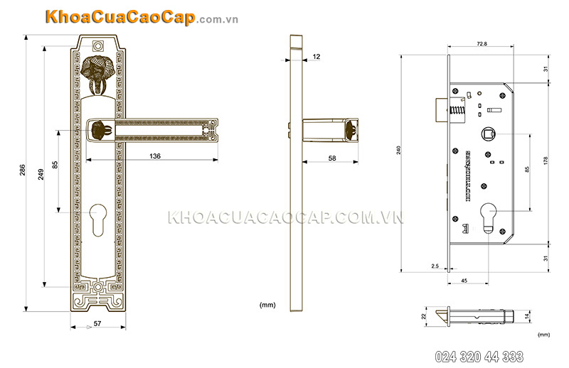Kh&oacute;a cửa ch&iacute;nh Con Voi HCR 8528 - ảnh 7