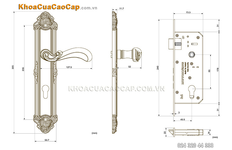 Kh&oacute;a cửa gỗ cao cấp Huy Ho&agrave;ng HCR 8529 - ảnh 7