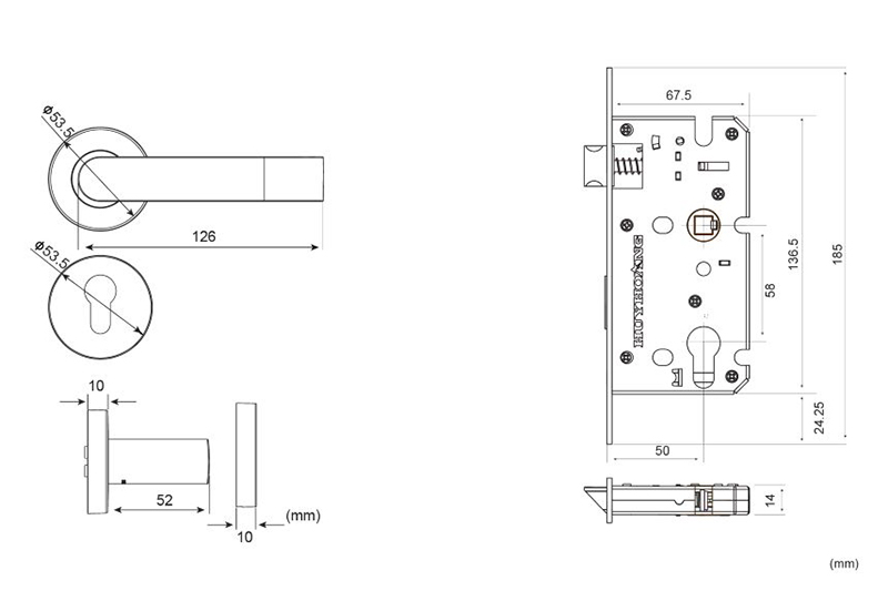 Bản vẽ kỹ thuật kh&oacute;a cửa TNPTSS5810