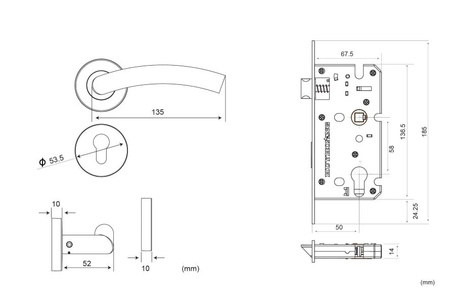 Bản vẽ kỹ thuật kh&oacute;a cửa TNPTSS5837