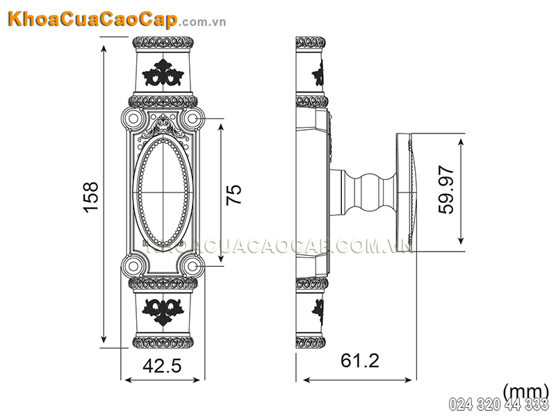 Cremone ex-2905 mạ đồng r&ecirc;u - 7