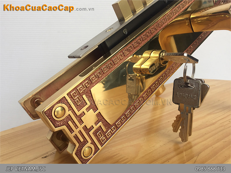 Kh&oacute;a cửa ch&iacute;nh bằng đồng HC 8528 Đại - ảnh 4