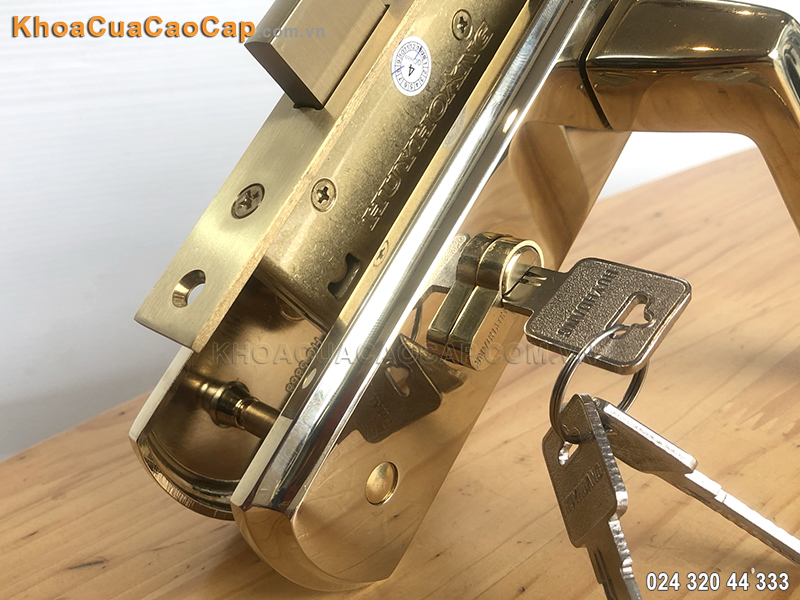 Khóa cửa Huy Hoàng bằng đồng HC-5868-PVD - ảnh 4