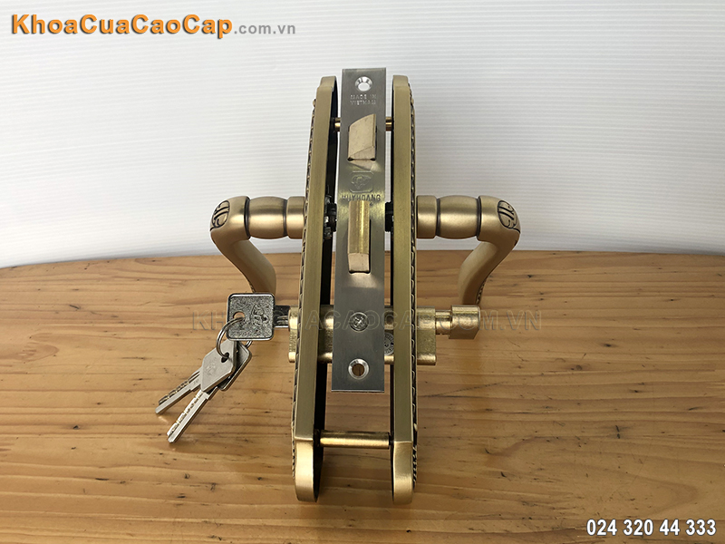 Kh&oacute;a cửa ph&ograve;ng m&agrave;u đồng xước HCX5861 - ảnh 4