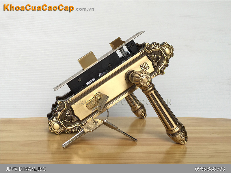 Khóa tay nắm cửa gỗ màu đồng rêu HCR-5826