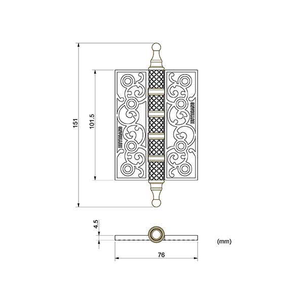 BVKT bản lề l&aacute; đồng Huy Ho&agrave;ng HC04