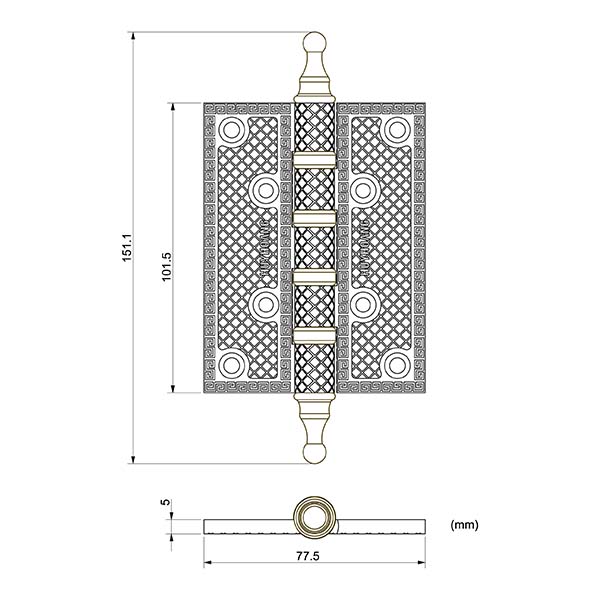 BVKT bản lề l&aacute; đồng Huy Ho&agrave;ng HC2804