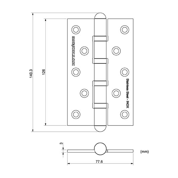 K&iacute;ch thước bản lề l&aacute; bằng inox số 04 - ảnh 1